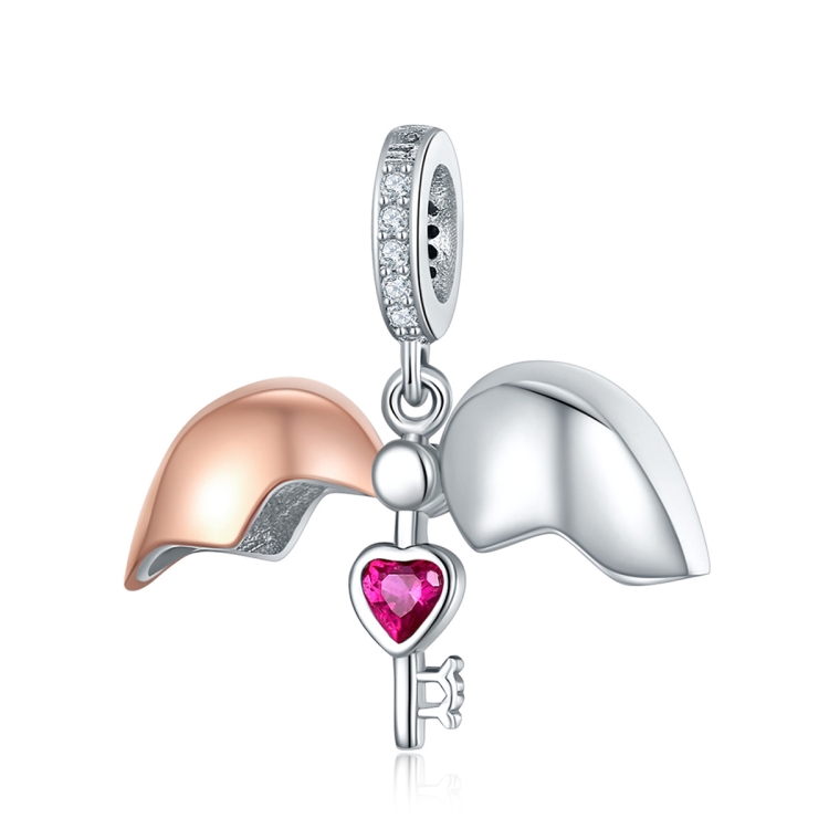 

S925 Sterling Silver Heart-shaped Openable Key Necklace Charm DIY Bracelet Accessories