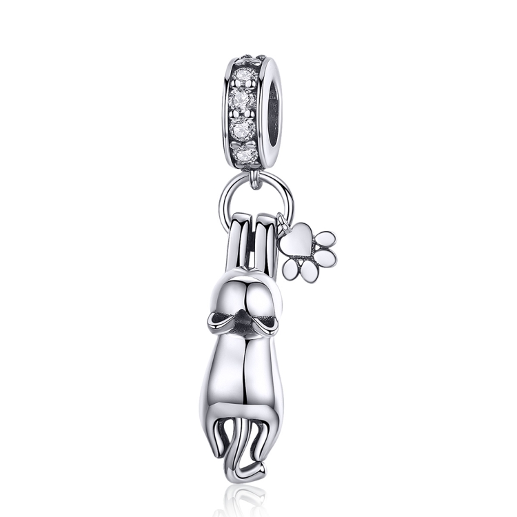 

S925 Sterling Silver Sticky Cat DIY Bracelet Charm, Style:Pendant