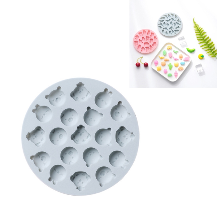 

10 PCS Round Cartoon Soft Candy Jelly Steamable Silicone Mold Ice Cream Chocolate Dripping Mold, Style:Bunny Bear(Blue)