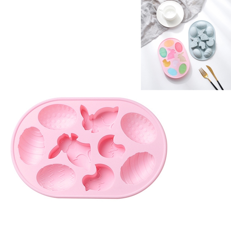 

4 PCS Little Rabbit Egg Shape Making Ice Tray Silicone Mold Baking Epoxy Mold(Pink)