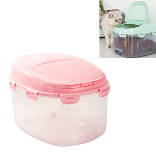 

Pet Food Storage Barrel Moisture-proof Sealed Storage Box Pet Supplies(Pink)