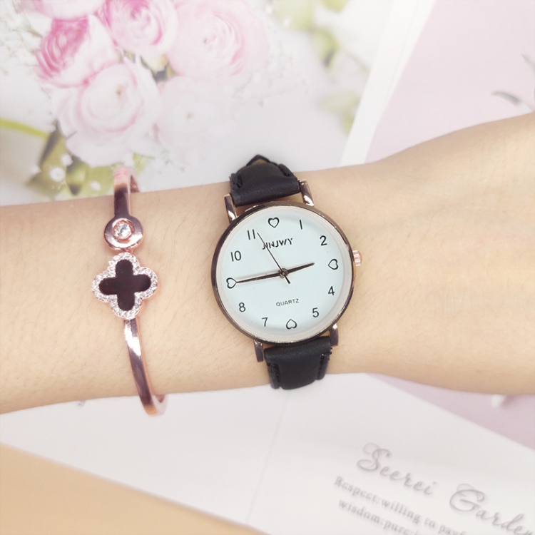 

2 PCS JINJWY J605 Small Dial Watch Female Student Simple Retro Watch(Black)