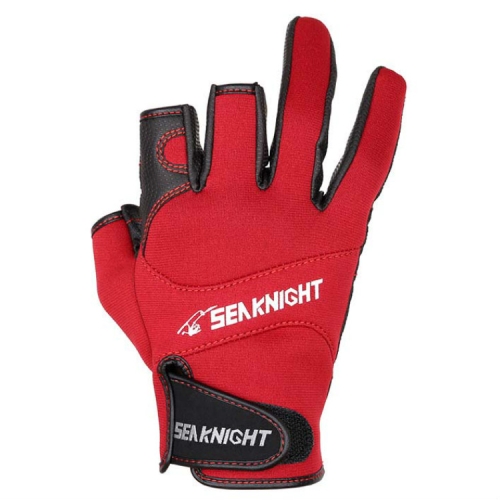 

SeaKnight SK03 Fishing Gloves Waterproof Breathable Lure Anti-skid Wear-resistant Fishing Equipment, Size:L (Black+Red)