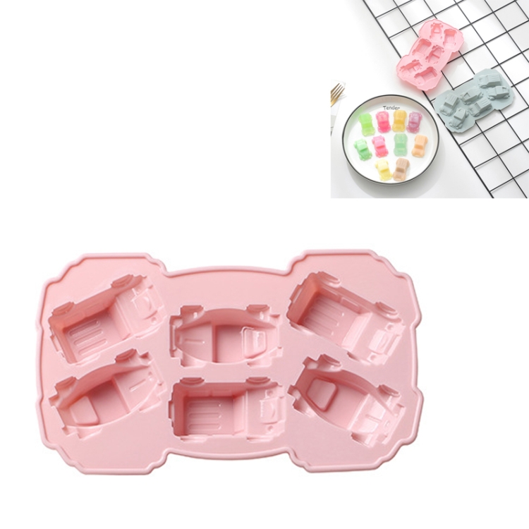 

6 PCS Creative Cake Chocolate Mold 3D Car Cartoon Household Silicone Baking Ice Tray Mold(Pink)