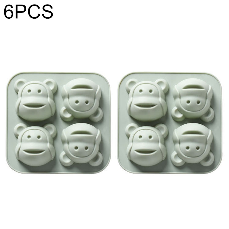 

6 PCS Little Monkey Silicone Ice Cube Rice Cake Mold Cartoon Cake Baby Food Supplement Baking Mold(Green)