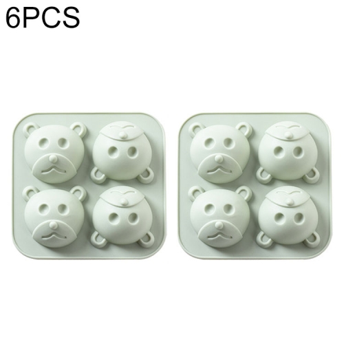 

6 PCS Bear Silicone Ice Tray Cake Mold Jelly Pudding Rice Cake Chocolate Baking Mold(Green)