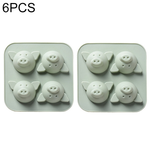 

6 PCS Cute Pig Silicone Cake Mold Rice Cake Chocolate Ice Cube Handmade Soap Mold(Green)