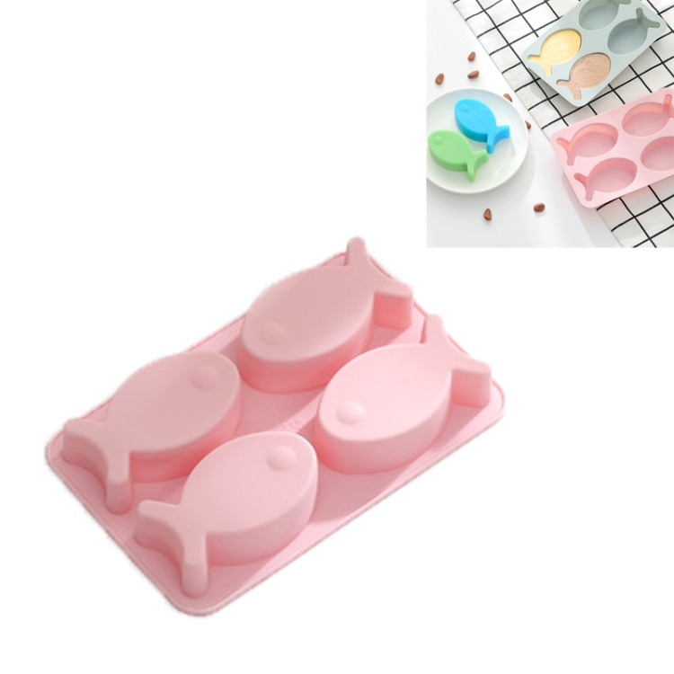 

6 PCS Silicone Ice Cube Rice Cake Baking Mold Cute Fish Handmade Soap Chocolate Cake Mold(Pink)