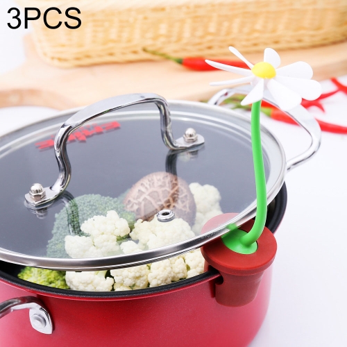 

3 PCS Daisy Flower Pot Lid Raising Anti-overflow Device Creative Steam Power Self-rotating Practical Kitchen Tools