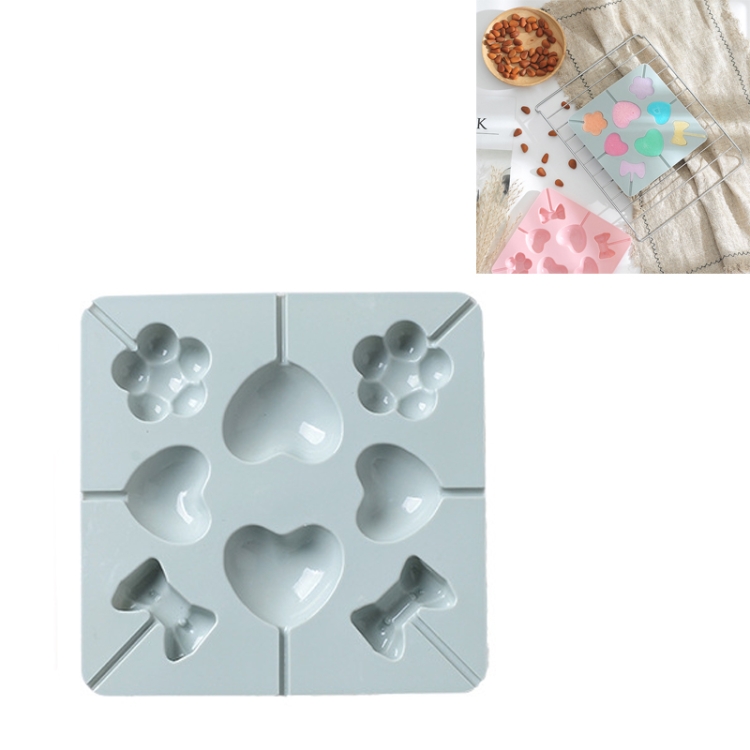 

6 PCS Bowknot Love Silicone Lollipop Mold Easy to Clean DIY Baking Mold(Blue)