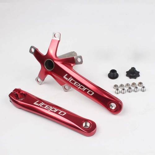 

Litepro Folding Bicycle LP Hollow One-piece Crank Tooth Disc Bottom Axle Modified SP8, Style:Left and Right Crank(Red)