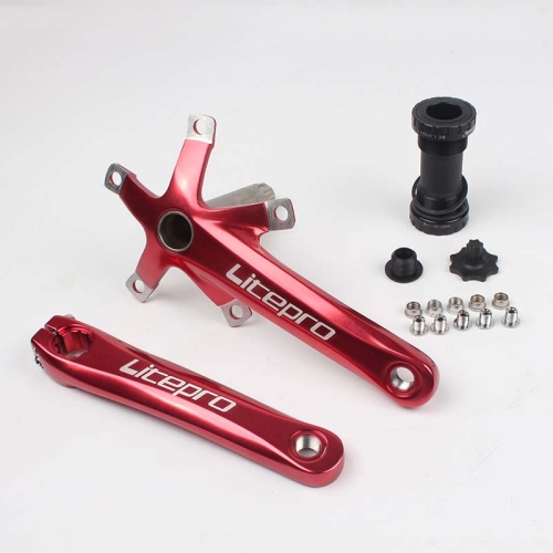 

Litepro Folding Bicycle LP Hollow One-piece Crank Tooth Disc Bottom Axle Modified SP8, Style:Left and Right Crank+Bottom Bracket(Red)