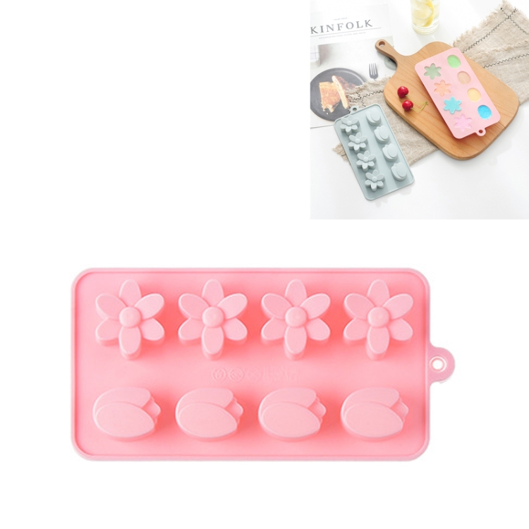 

6 PCS Silicone Flower Shaped Ice Tray Mold Tulip Chocolate Candy Mold(Pink)
