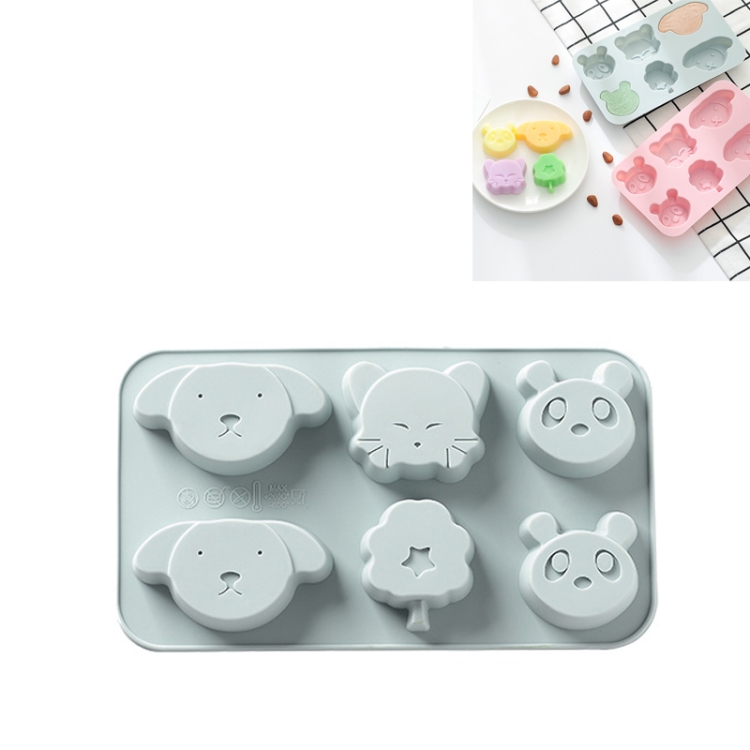 

6 PCS Cute Forest Animal Cartoon Baking Mold Silicone Ice Tray Mold Handmade Soap Cake Chocolate Mold(Blue)