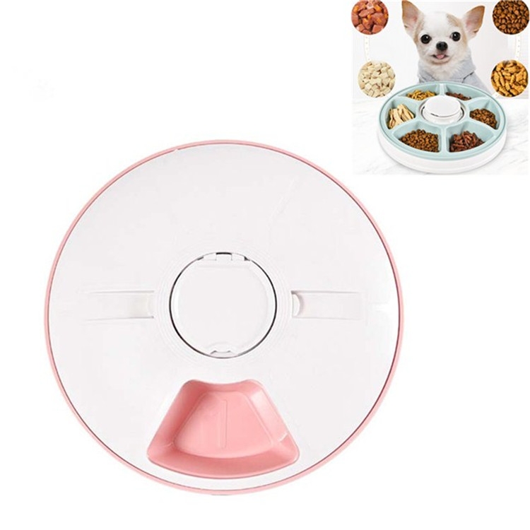 

Pet Bowl Six-hole Intelligent Timing Feeder Timing Quantitative Automatic Feeder( Pink)