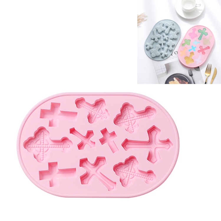 

4 PCS Cross Shape Silicone Ice Tray Mold Retro Fondant Biscuit Baking Epoxy Mold(Pink)