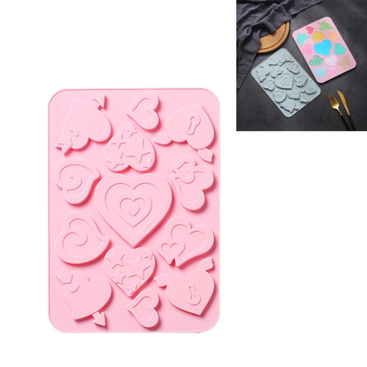 

4 PCS Love Shape Silicone Ice Tray Biscuit Mold Chocolate Epoxy Fudge Baking Mold(Pink)