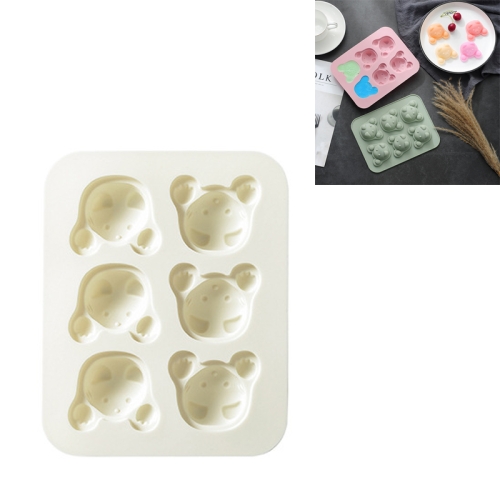 

4 PCS Cartoon 6 Grid Kittens Silicone Ice Cube Chocolate Cake Mold Complementary Food Baking Mold(Beige)