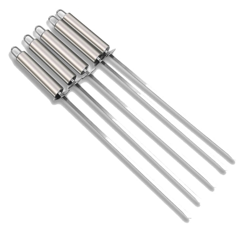 

5 PCS Barbecue Pin With Handle BBQ Stainless Steel Grill Skewer Grill Pin With Heat-proof Handle