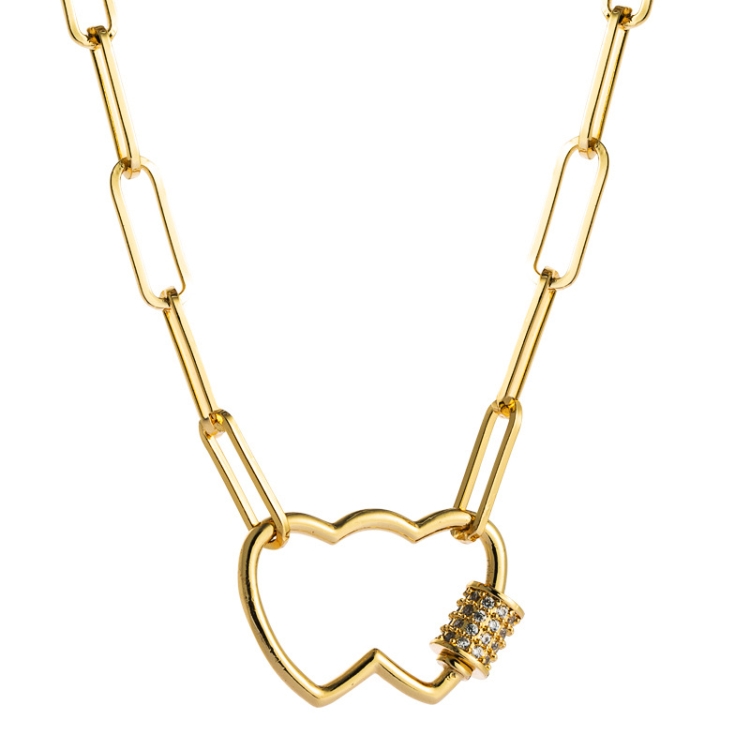 

Love Heart Pendant Necklace With Micro Inlaid Colored Zircon(Double Heart)