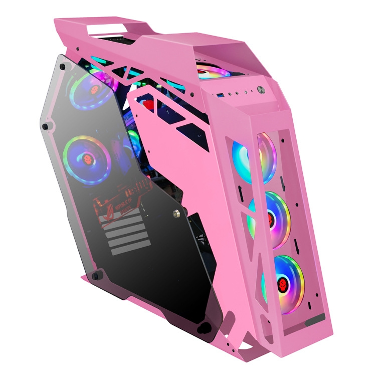 

Computer Main Case Gaming Internet Cafe Computer Case, Colour: Big Coffee Plus Pink