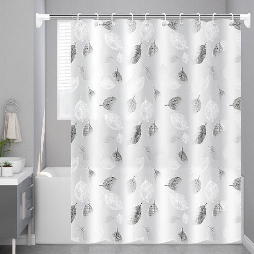 

PEVA Printing Thick Waterproof Translucent Shower Curtain, Specification: 180x180cm(Leaves)