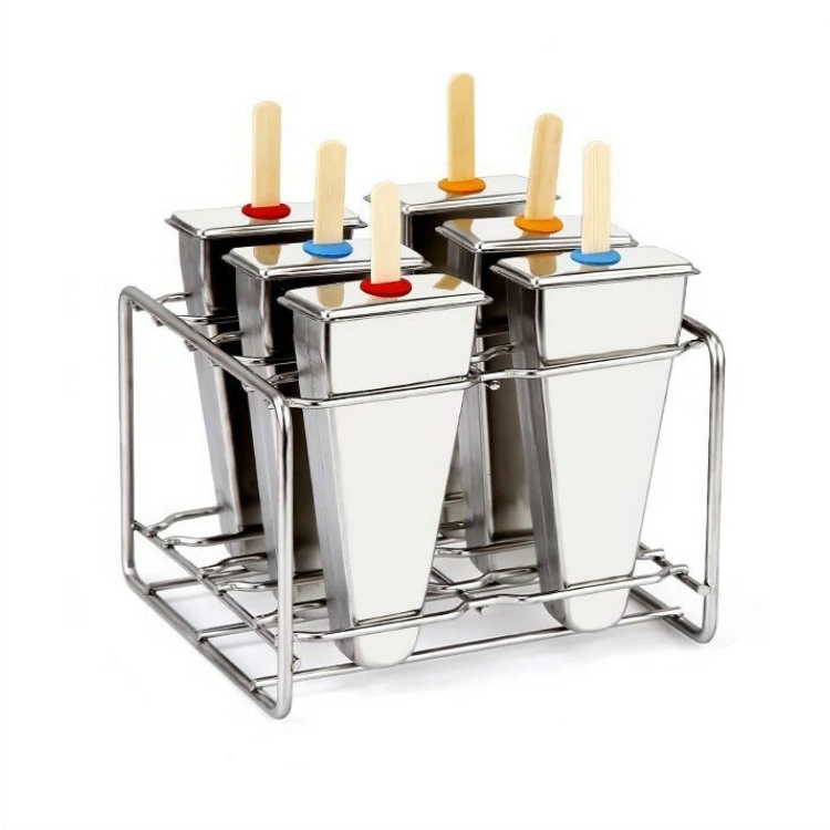 

Stainless Steel DIY Ice Cream Mold Household Popsicle Ice Cream Mold(6 Watermelon Cups Double Slot)