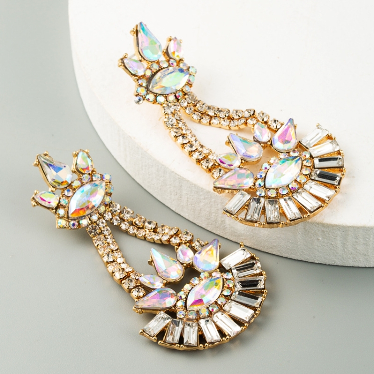 

2 Pairs Alloy Inlaid Colorful Rhinestone Super Flash Full Rhinestone Tassel Earrings(AB Color)