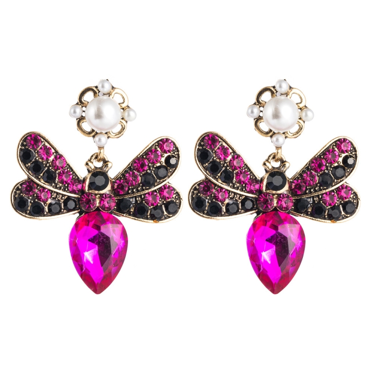 

2 Pairs Boho Butterfly Exaggerated Earrings(Rose Red)
