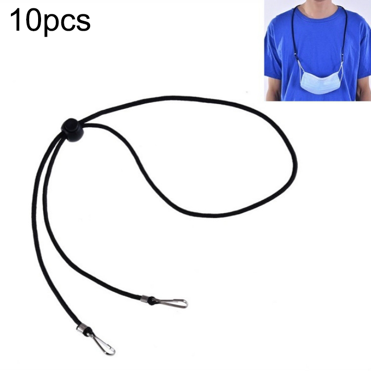 

10 PCS Mask Anti-lost Adjustable Lanyard and Ear Hook(Black)