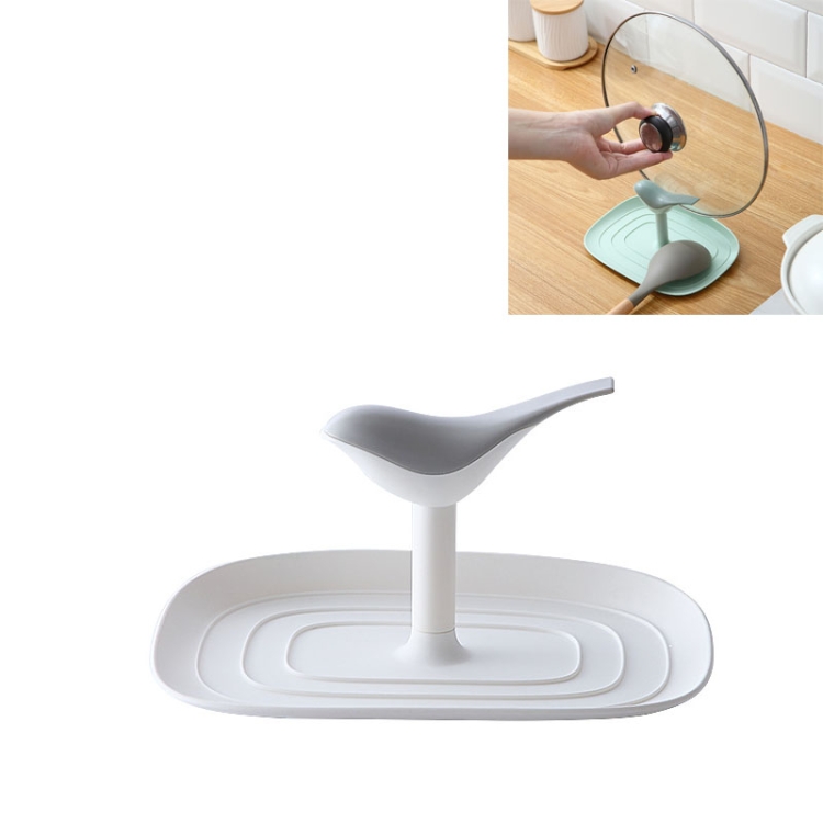 

5 PCS Little Bird Pot Cover Rack Household Spatula Storage Tay Creative Kitchen Multi-function Plastic Soup Spoon Pad Pot Cover Rack(White)