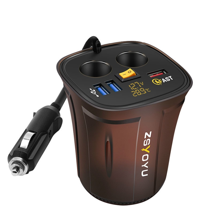 

ZSYOYU Car Charger Fast Charge One with Three Cigarette Lighter For Huawei Apple Xiaomi General(Yellow Light)