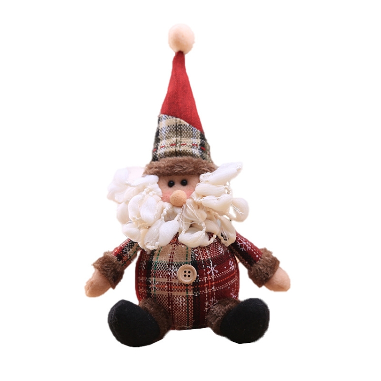 

2 PCS Christmas Tree Ornaments Cartoon Dolls Snowflake Plaid Cloth Dolls Christmas Tree Ornaments Children Holiday Gifts(E902 Sitting Old Man)