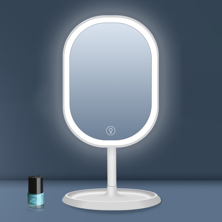 

Smart LED Makeup Mirror With Lamp Desktop Makeup Light Makeup Small Mirror, Style:Monochromatic Light(White)