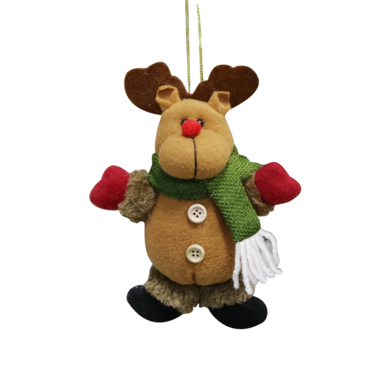 

4 PCS Christmas Decorations Gift Small Pendant Plush Doll Christmas Tree Pendant Supplies, Style:B(Elk)