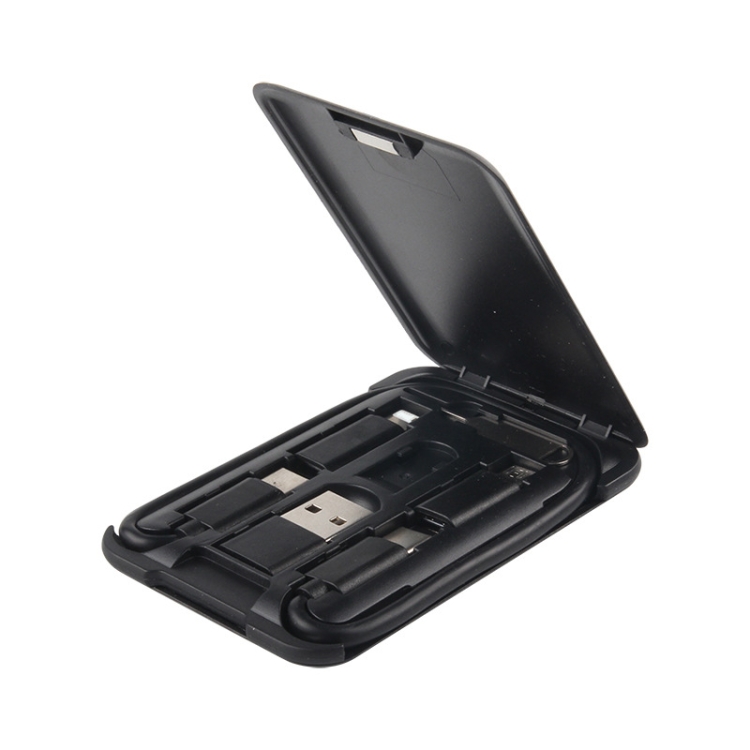 

Data Cable Card Storage Box with Mobile Phone Holder & Card Picking Pin(Black)