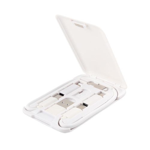 

Data Cable Card Storage Box with Mobile Phone Holder & Card Picking Pin(White)