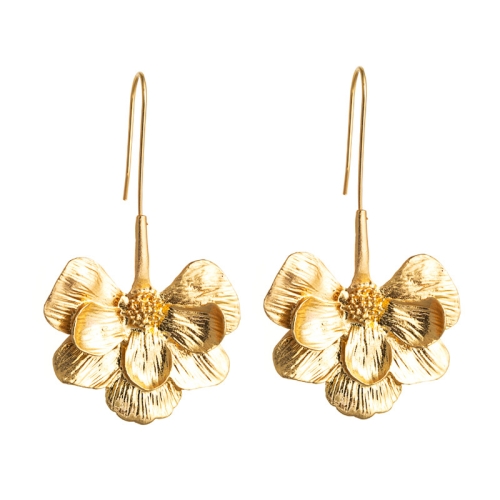 

4 Pairs Simple And Long Alloy Flower Earrings Female Wild Gold Exaggerated Earrings