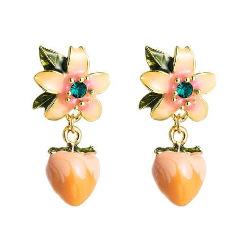 

2 Pairs Peach Earrings Female S925 Silver Needle Flower Temperament Earrings