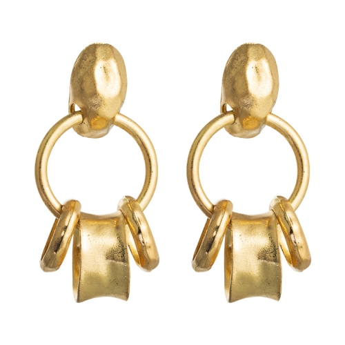 

2 Pairs Exaggerated Golden Ring Earrings Female Retro Alloy Earrings