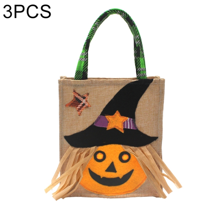 

3 PCS Halloween Decoration Supplies Tote Bag Mall Hotel Biscuits Apple Gift Bag(Pumpkin)