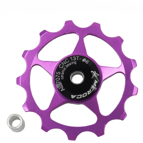 

4 PCS MEROCA Metal Bearings Mountain Bike Road Bike Rear Derailleur Guide Wheel 11T/13T Guide Wheel, Specification:13T, Color:Purple