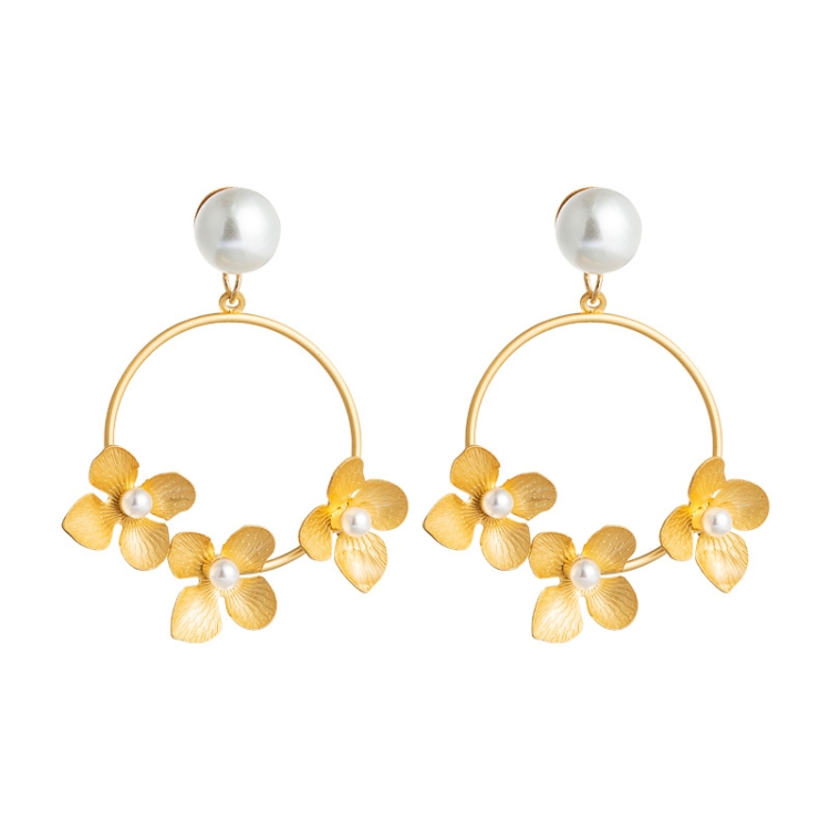 

2 Pairs Personalized Hollow Gold Flower Earrings Alloy Plating Simple Retro Earrings