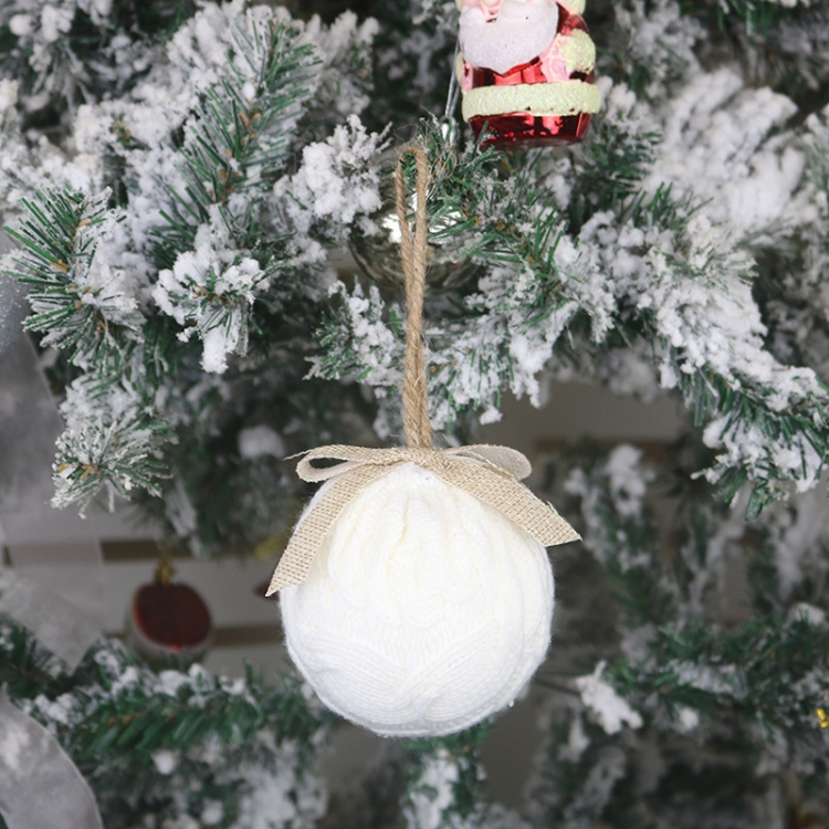

6 PCS Christmas Knitted Ball Ornaments Gift Accessories Christmas Decorations(White)