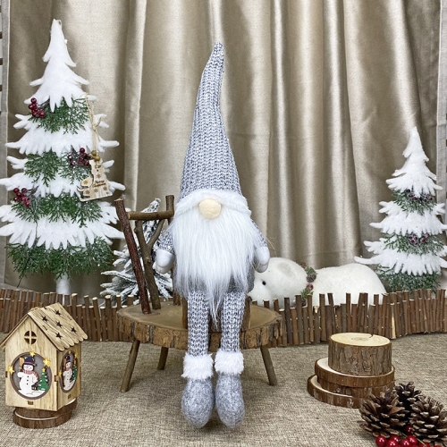 

Christmas Decorations Dolls Faceless Elderly Dolls Window Decorations(Grey)