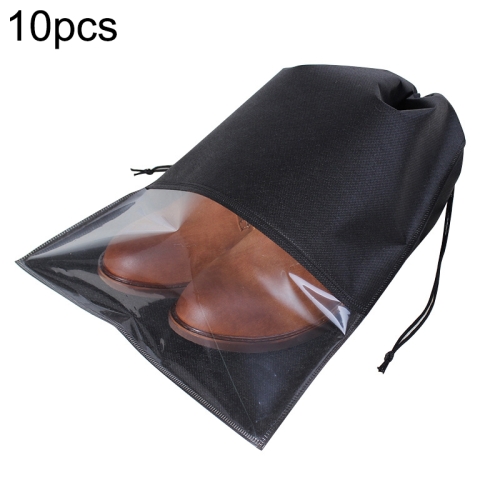 

30 PCS Non-woven Slippers Drawstring Pocket Shoes Transparent Dustproof Packaging Bag Random Colour, Size:270x360MM