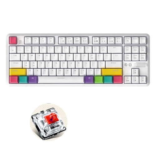 

Ajazz K870T 87-keys Wired Bluetooth + Type-C Rechargeable Mechanical Keyboard Mini RGB Backlit Keyboard, Cable Length: 1.6m(Red Shaft)