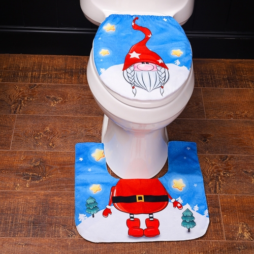 

2 PCS / Set Christmas Decorations Toilet Decoration Faceless Elderly Home Hotel Christmas Decorations(B Blue)