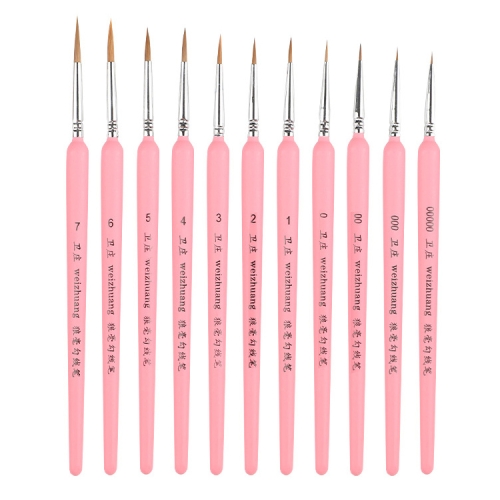 

11 PCS Full Sets WeiZhuang Hook Line Pen Painting Hand-painted Watercolor Wolf Mint Hook Line Pen Painting Stroke Thin Line Brush, Color:Pink