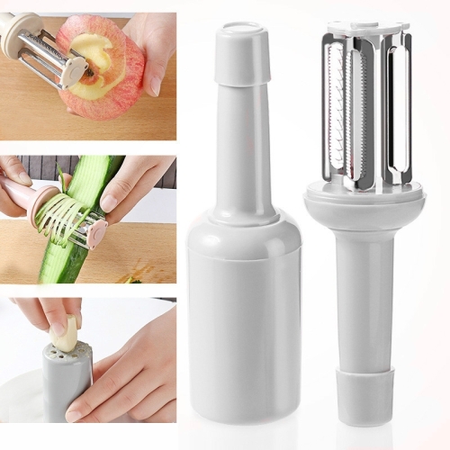 

5 PCS 3 in 1 Multifunctional Peeling Knife With Lid Ginger Garlic Grinder Melon Peel Grater(Gray)